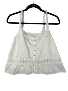 Djerf Avenue White Eyelet Button-Front Camisole